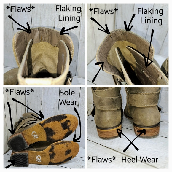 Gianni Bini Women 7.5M Grey Brown Brushed Suede Side Zip Buckle Strap Moto Boots - Picture 8 of 9